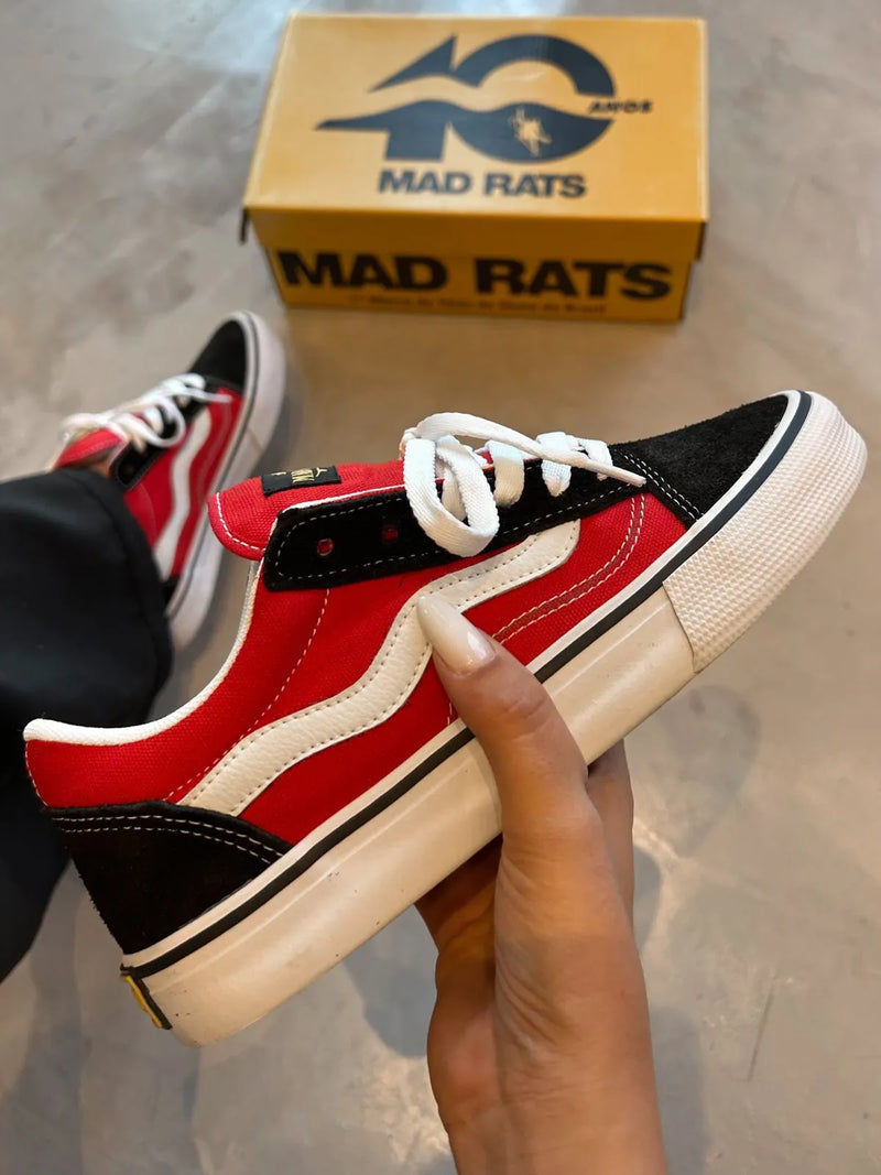Tenis Mad Rats Preto/Vermelho Old School